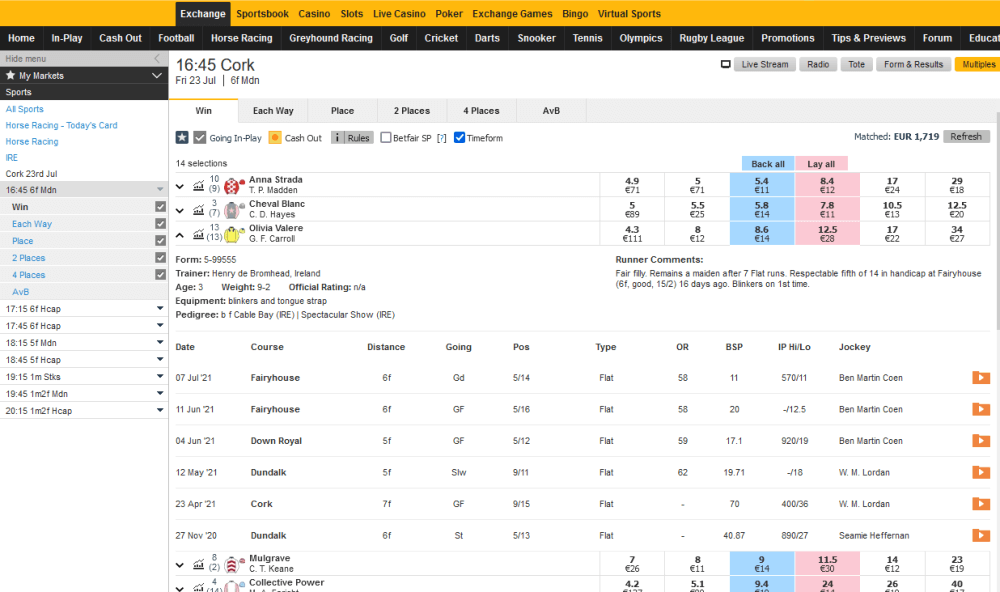 betfair horse racing odds