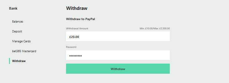 bet365 paypal withdrawal